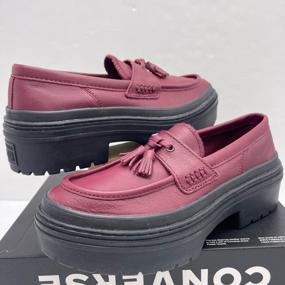 Converse Women's Burgundy Platform Loafers - Picture 10 of 16